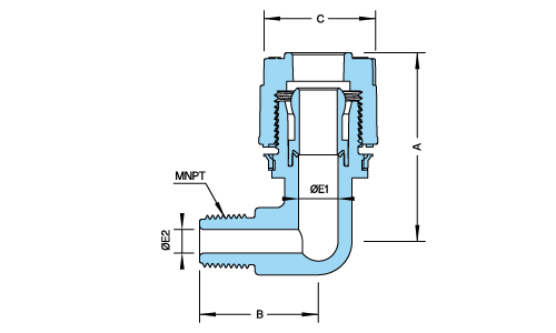 PFA Insert-Type Male NPT Elbow Fitting